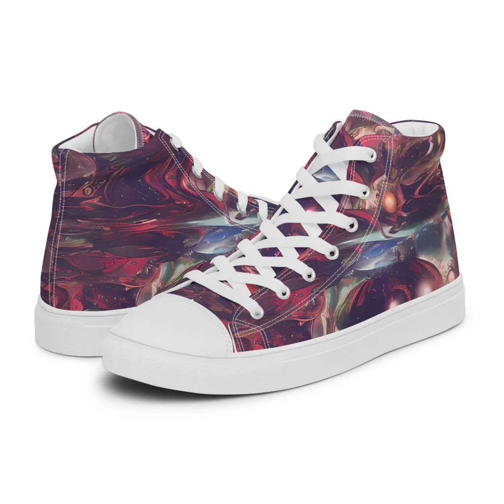 Vortex Strands on Men's High Top Canvas Shoes — Left