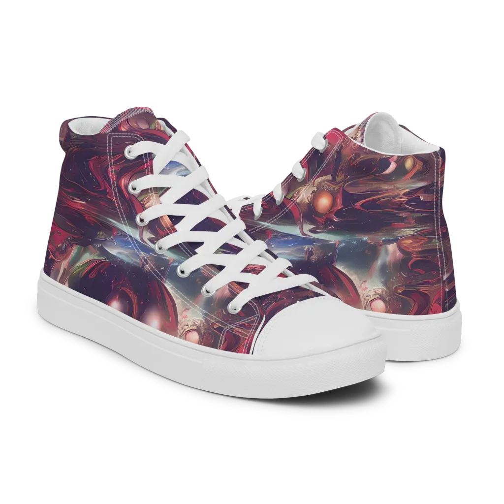 Vortex Strands on Men's High Top Canvas Shoes — Right