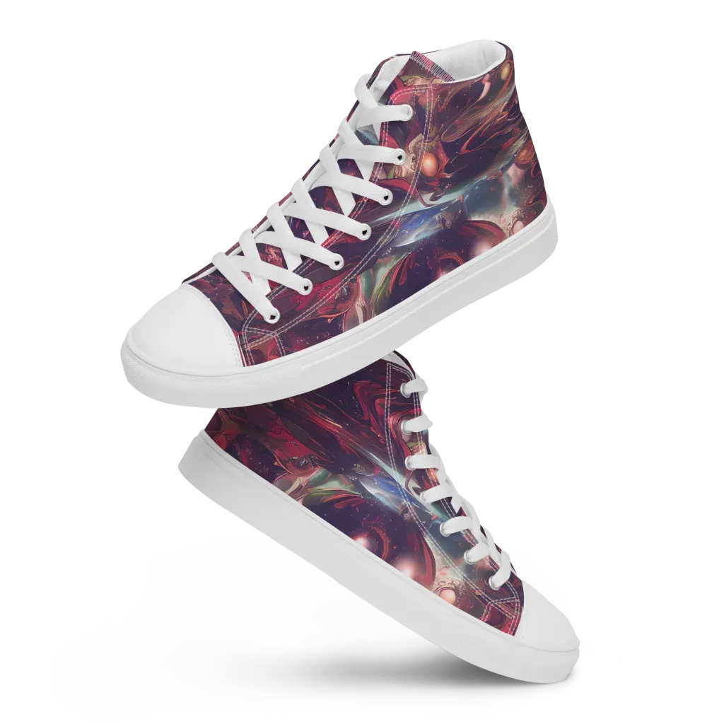 Vortex Strands on Men's High Top Canvas Shoes — Front