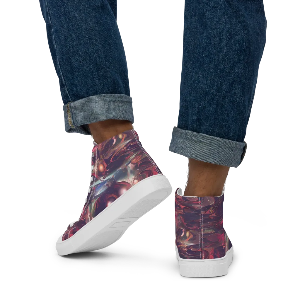 Vortex Strands on Men's High Top Canvas Shoes — Back