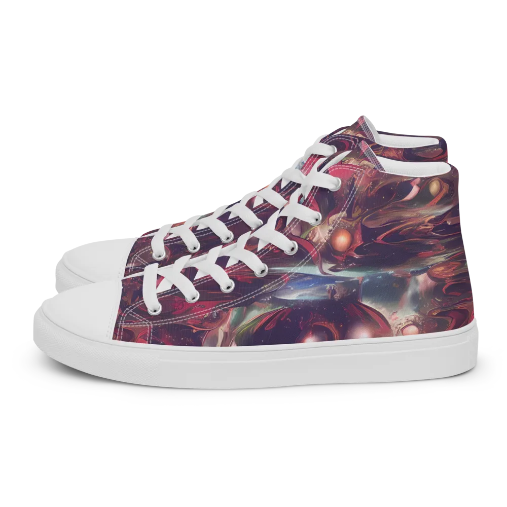 Vortex Strands on Women's High Top Canvas Shoes — Left
