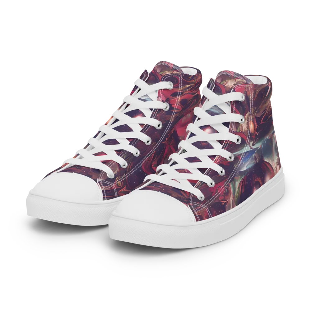 Vortex Strands on Women's High Top Canvas Shoes — Left Front