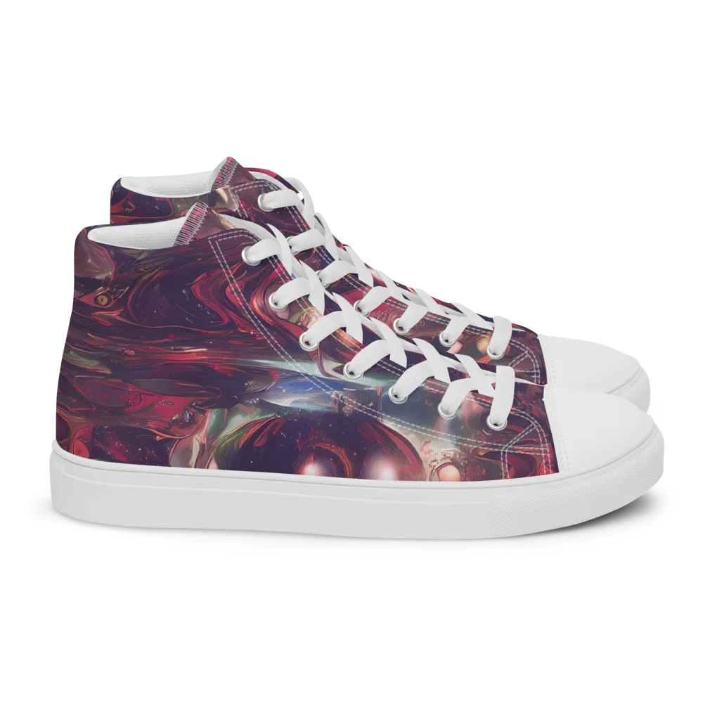 Vortex Strands on Women's High Top Canvas Shoes — Right