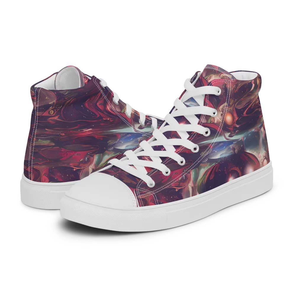 Vortex Strands on Women's High Top Canvas Shoes — Left