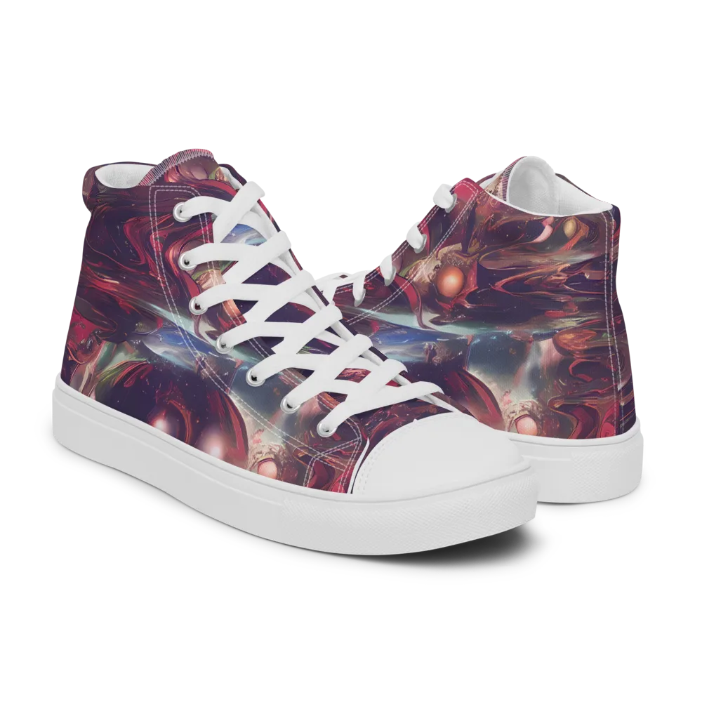 Vortex Strands on Women's High Top Canvas Shoes — Right