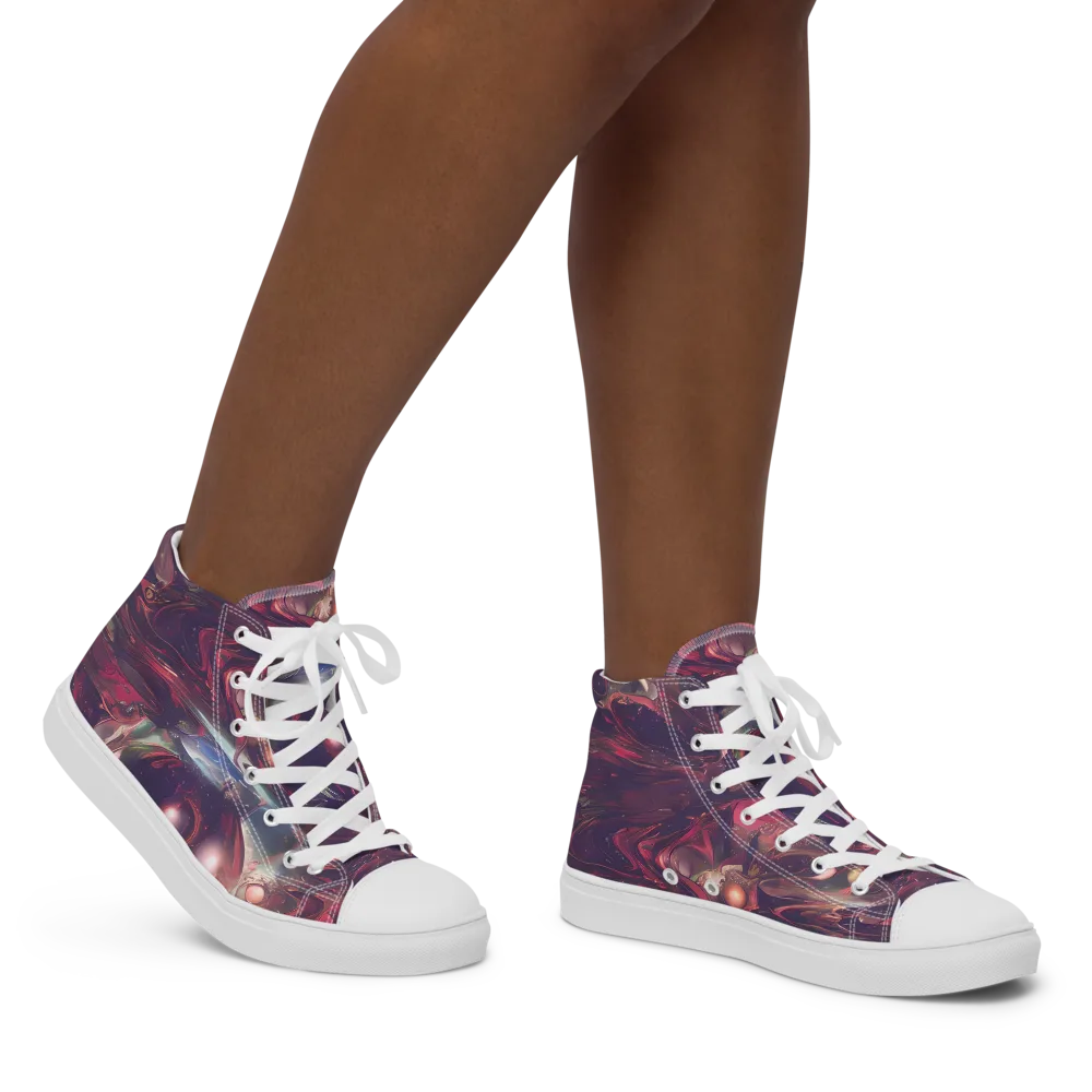 Vortex Strands on Women's High Top Canvas Shoes — Right