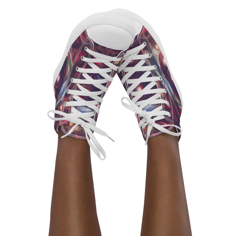 Vortex Strands on Women's High Top Canvas Shoes — Front