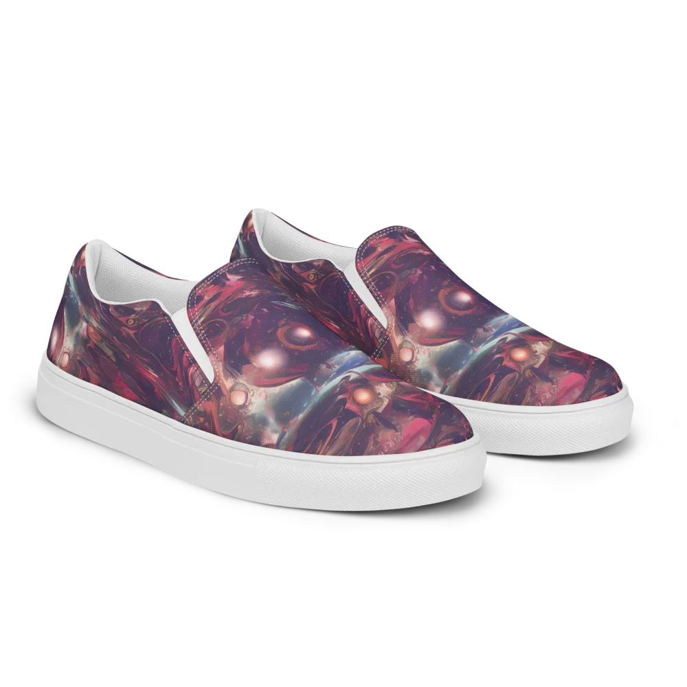 Vortex Strands on Men's Slip-On Canvas Shoes — Right Front