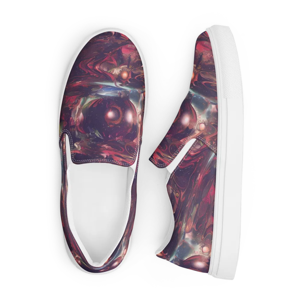 Vortex Strands on Men's Slip-On Canvas Shoes — Front
