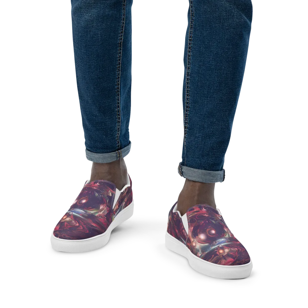 Vortex Strands on Men's Slip-On Canvas Shoes — Front
