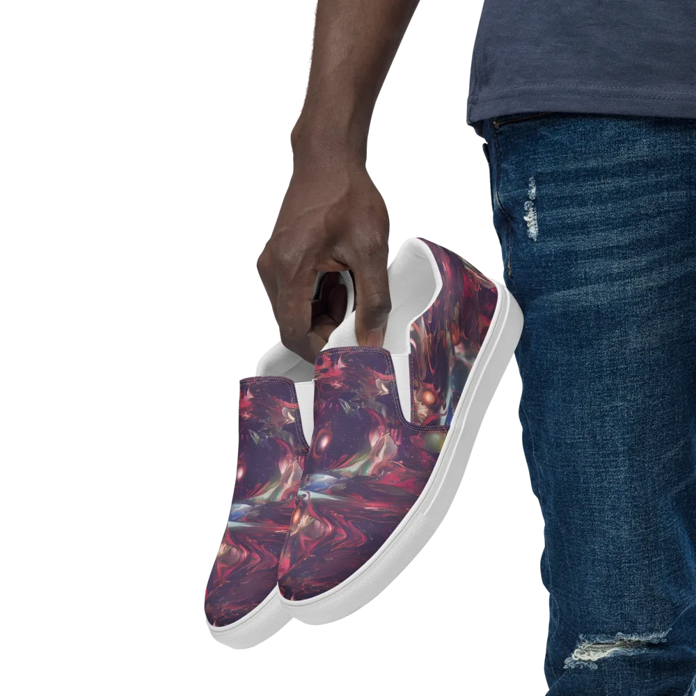 Vortex Strands on Men's Slip-On Canvas Shoes — Left Front