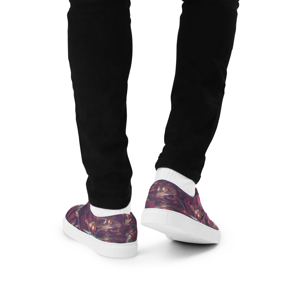 Vortex Strands on Men's Lace-Up Canvas Shoes — Back