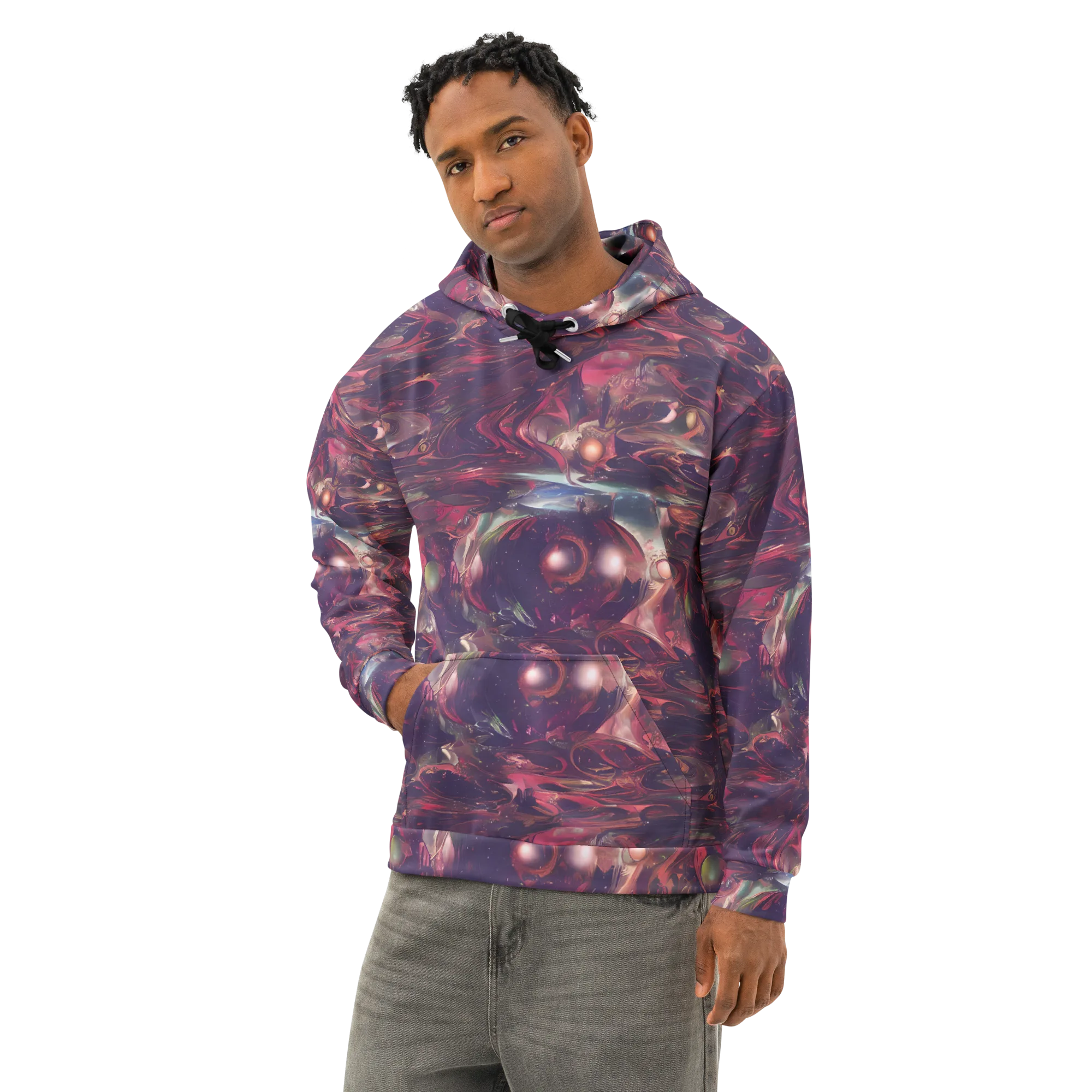 Vortex Strands on Cotton Hoodie — Left Front