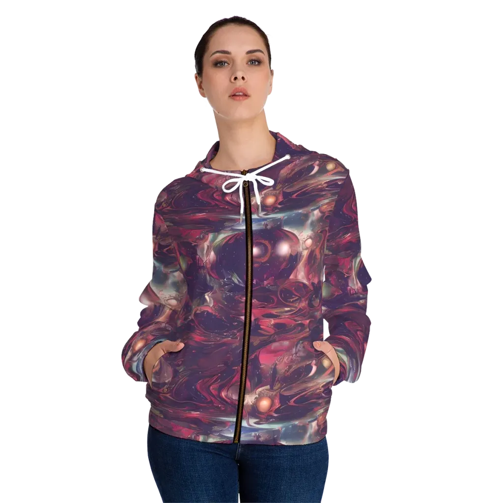 Vortex Strands on Women's Full-Zip Hoodie — Front On Person