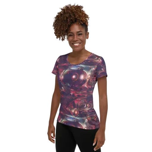 Vortex Strands on a Women's Athletic T-Shirt