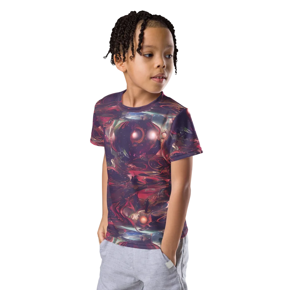 Vortex Strands on Kids Crew Neck T-Shirt — Left Front