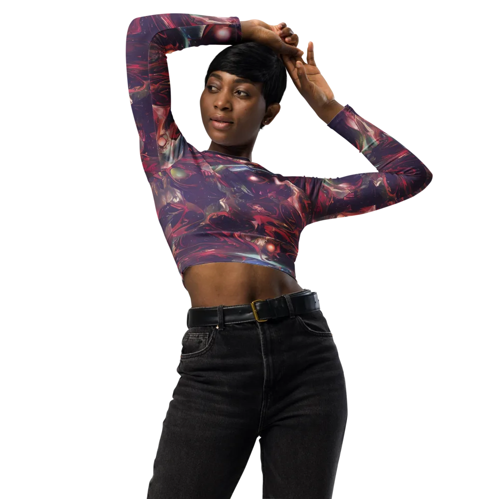 Vortex Strands on Long Sleeve Crop Top — Front