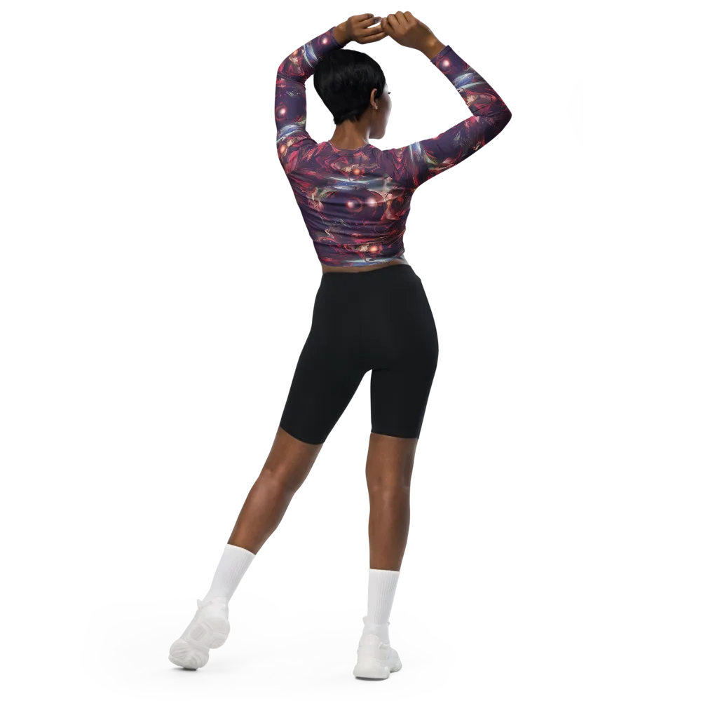 Vortex Strands on Long Sleeve Crop Top — Back