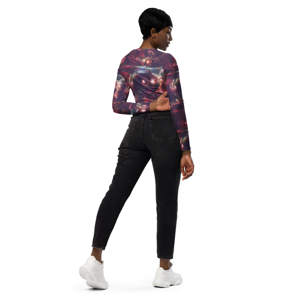 Vortex Strands on Long Sleeve Crop Top — Right Back