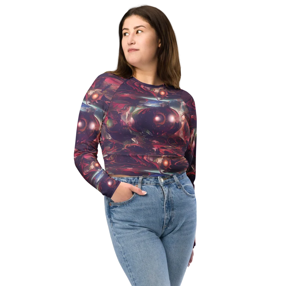 Vortex Strands on Long Sleeve Crop Top — Front