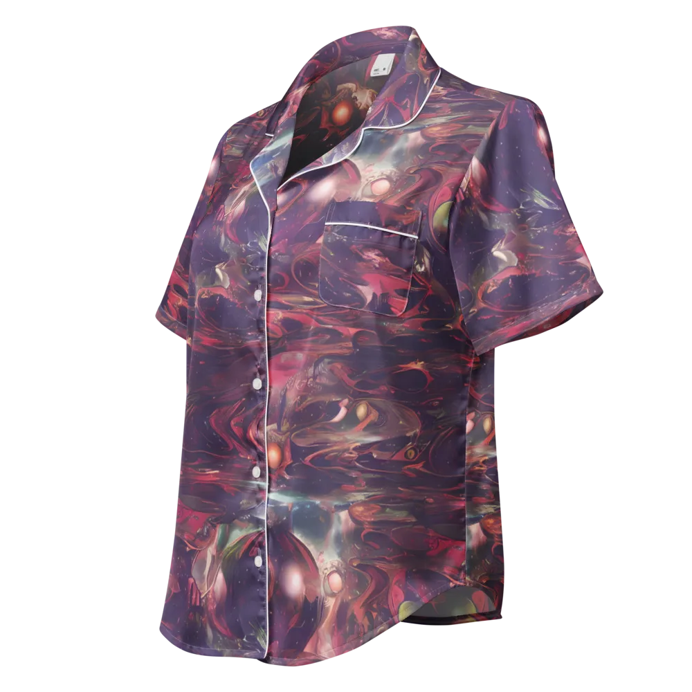 Vortex Strands on Women's Short Sleeve Pajama Top — Left Front