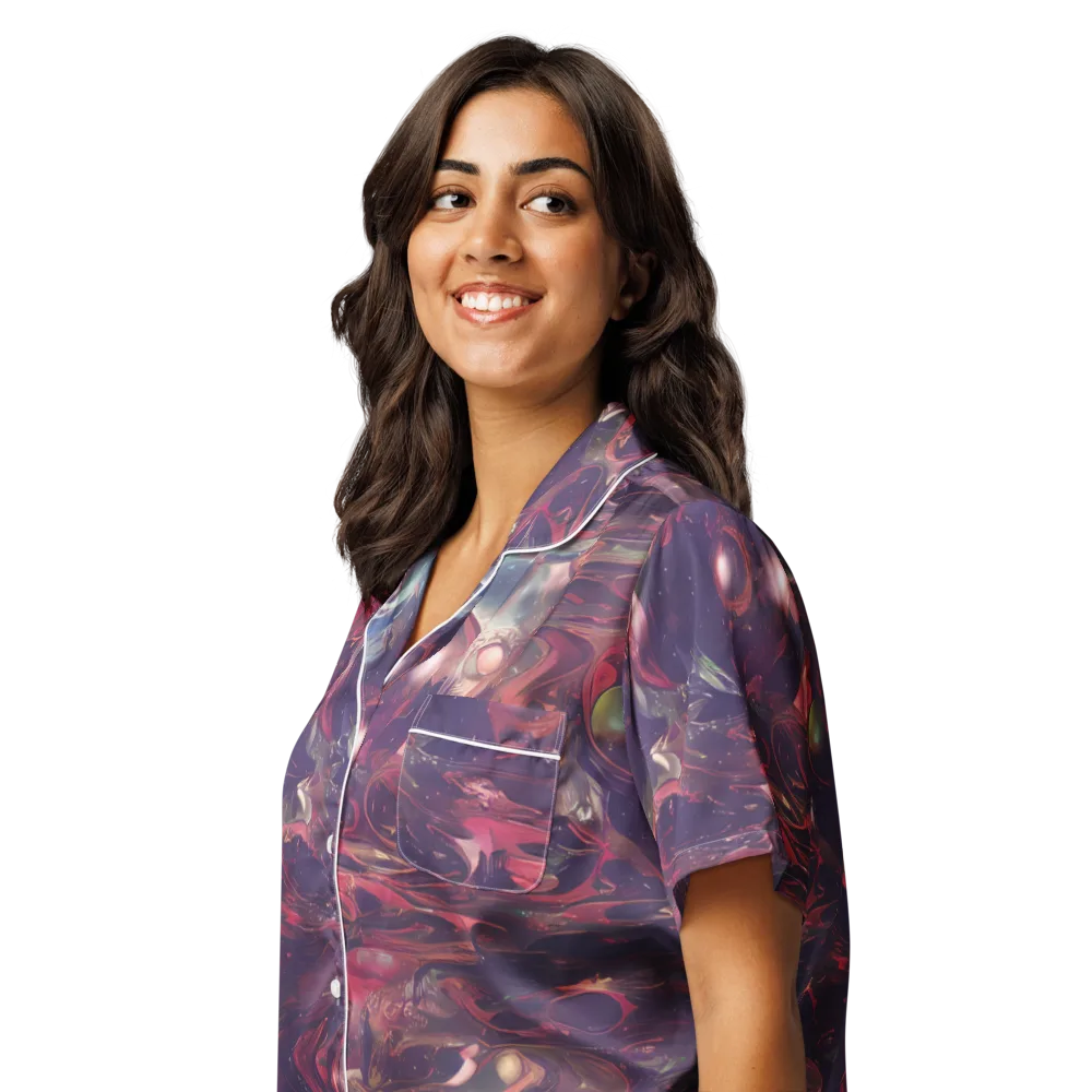 Vortex Strands on Women's Short Sleeve Pajama Top — Left Front