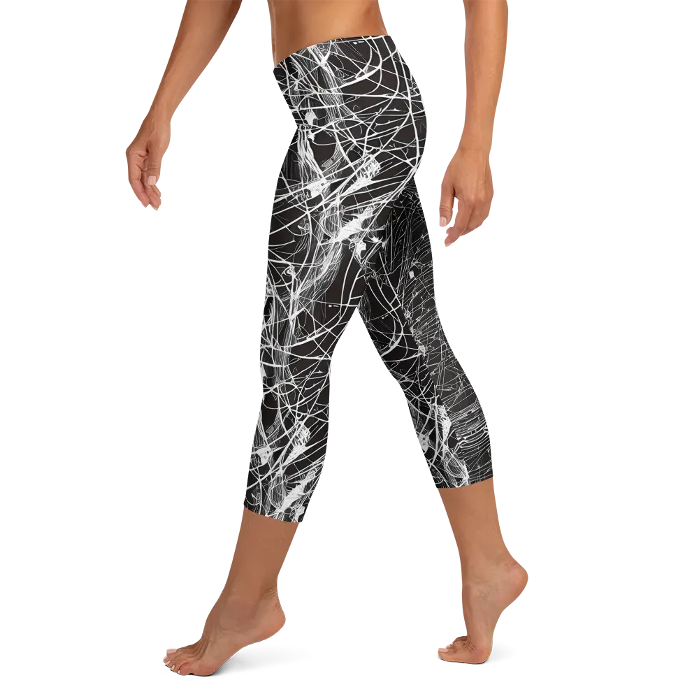 Cyber Lattice on Capri Leggings — Left