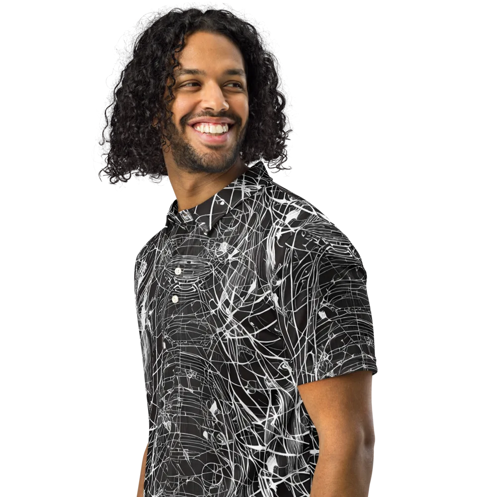 Cyber Lattice on Men's Slim Fit Polo Shirt — Left Front