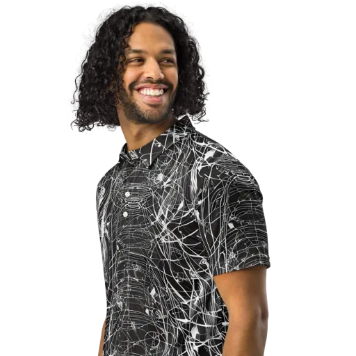 Cyber Lattice on a Men's Slim Fit Polo Shirt