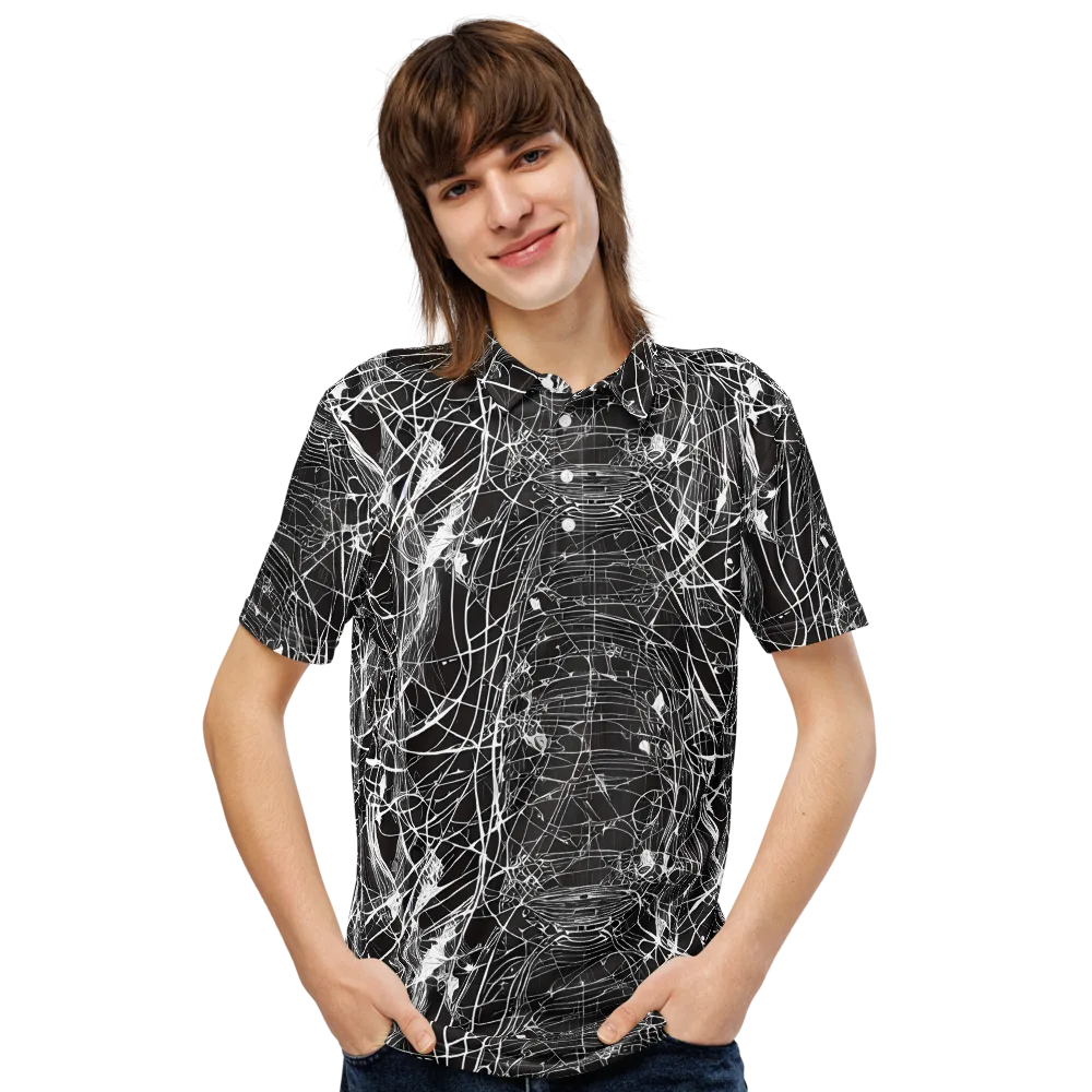 Cyber Lattice on Men's Slim Fit Polo Shirt — Front