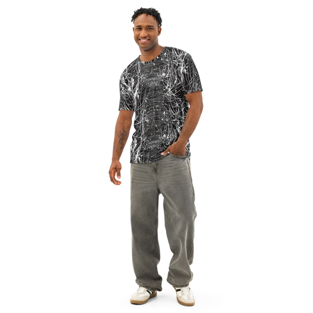 Cyber Lattice on Men's Cotton Crew Neck T-Shirt — Front