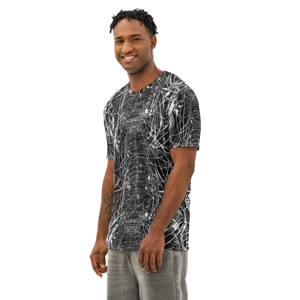 Cyber Lattice on Men's Cotton Crew Neck T-Shirt — Left Front