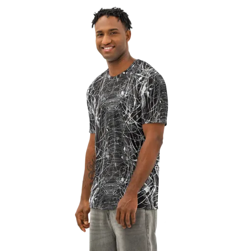 Cyber Lattice on a Men's Cotton Crew Neck T-Shirt