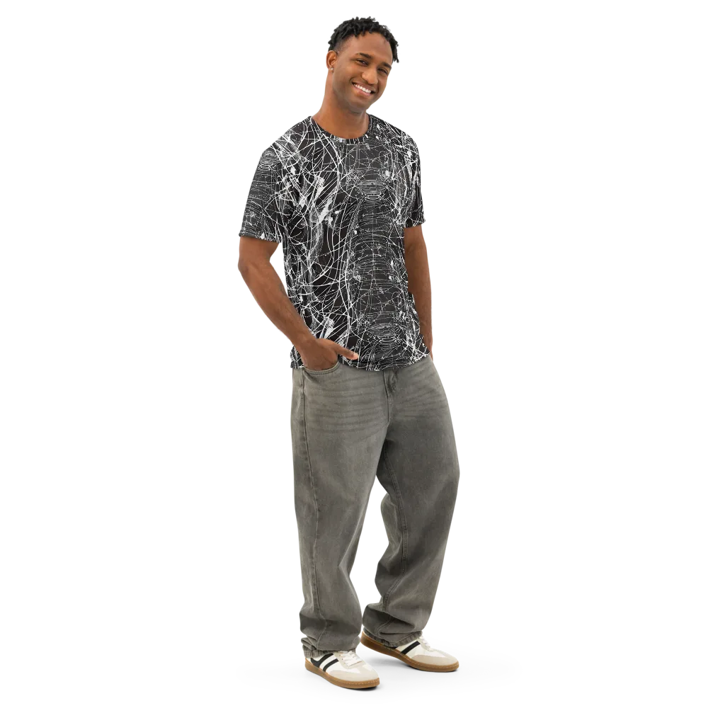 Cyber Lattice on Men's Cotton Crew Neck T-Shirt — Right Front