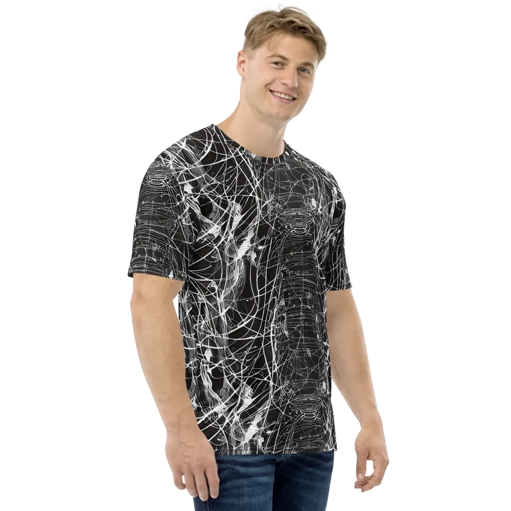 Cyber Lattice on Men's Crew Neck T-Shirt — Right