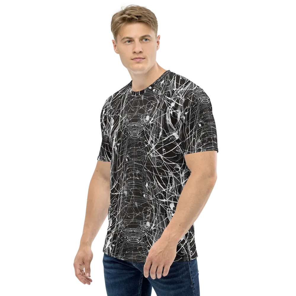 Cyber Lattice on Men's Crew Neck T-Shirt — Left