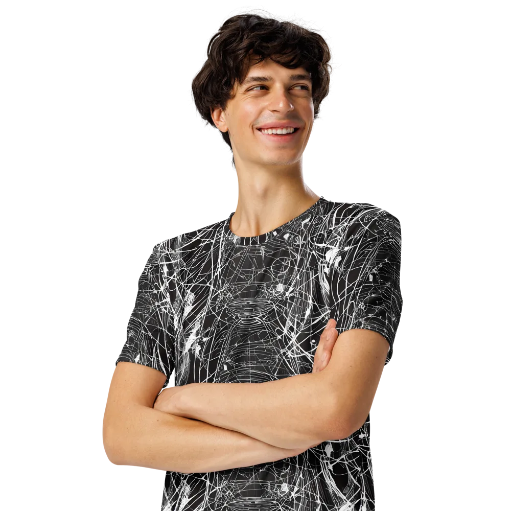 Cyber Lattice on Men's Crew Neck T-Shirt — Left Front