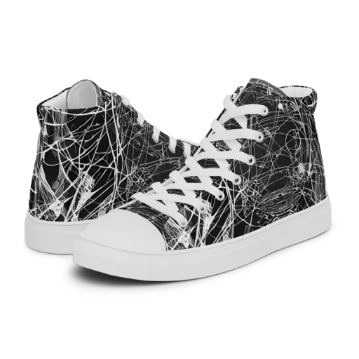 Cyber Lattice on a Men's High Top Canvas Shoes