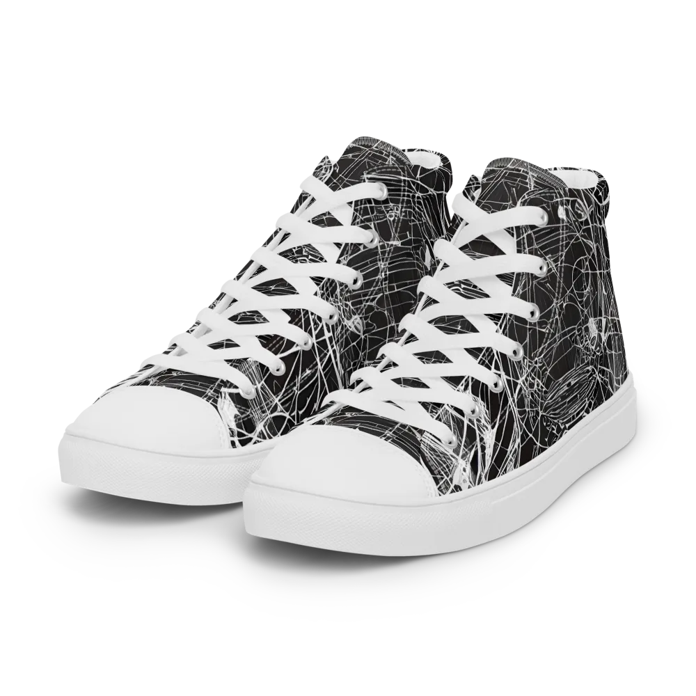 Cyber Lattice on Women's High Top Canvas Shoes — Left Front