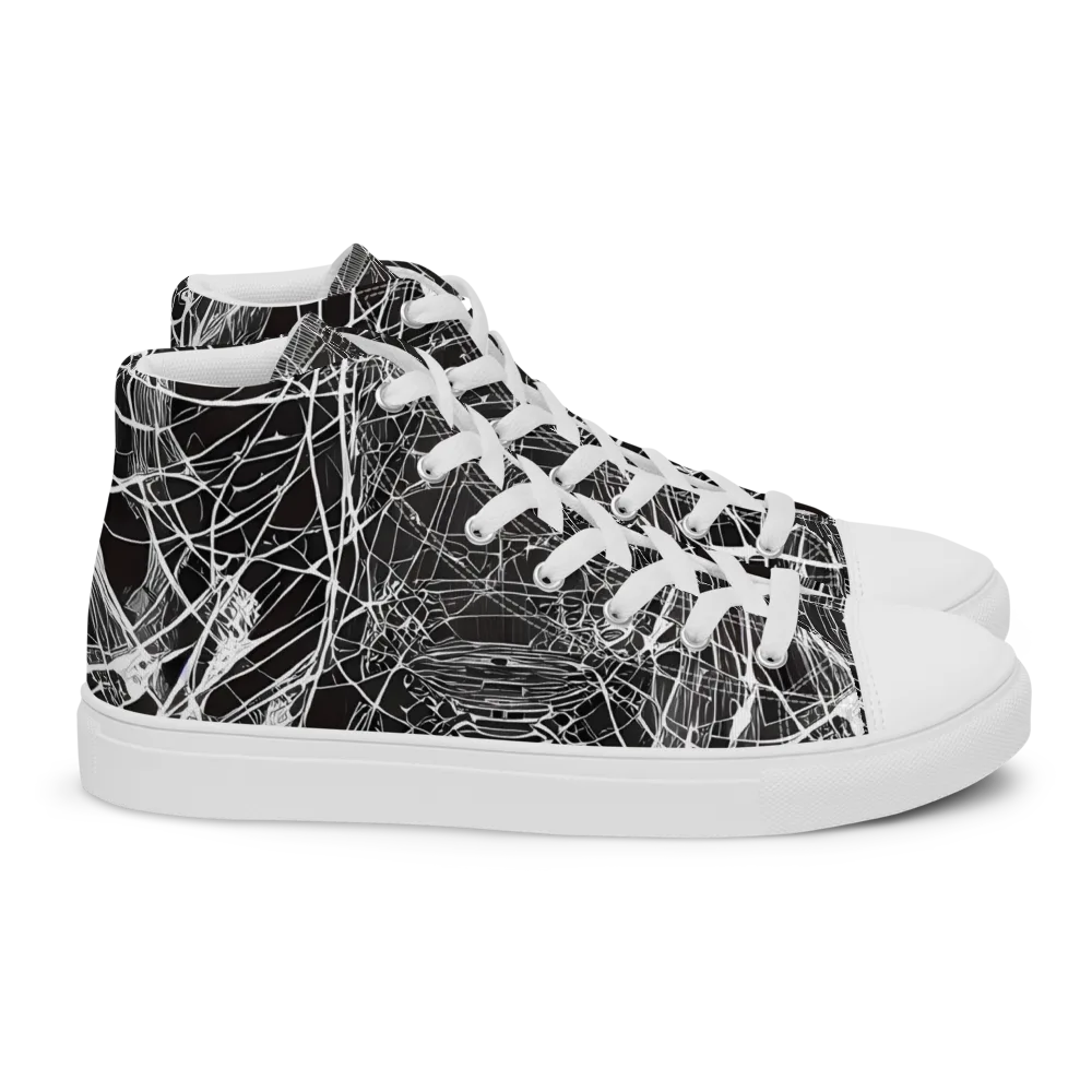 Cyber Lattice on Women's High Top Canvas Shoes — Right