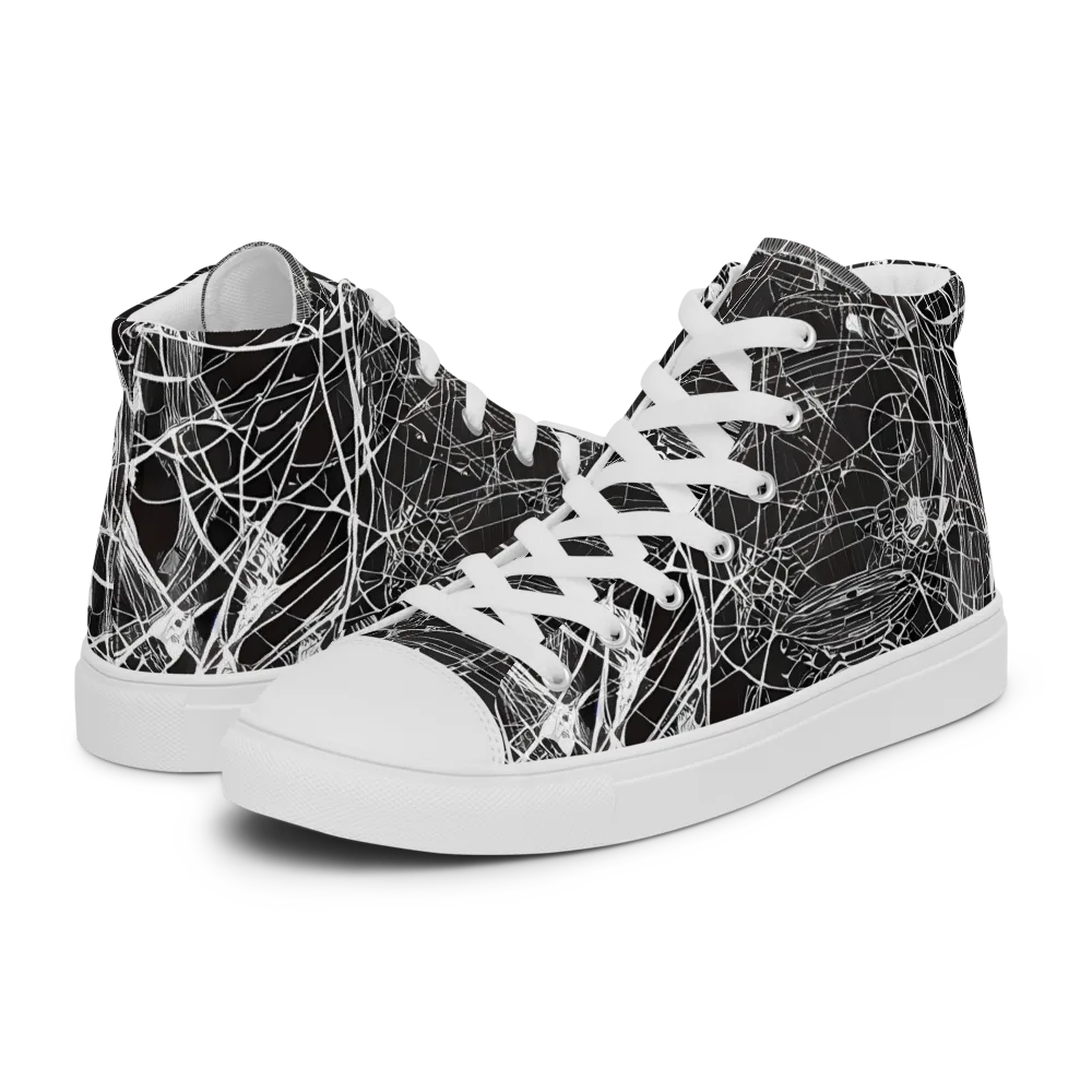 Cyber Lattice on Women's High Top Canvas Shoes — Left