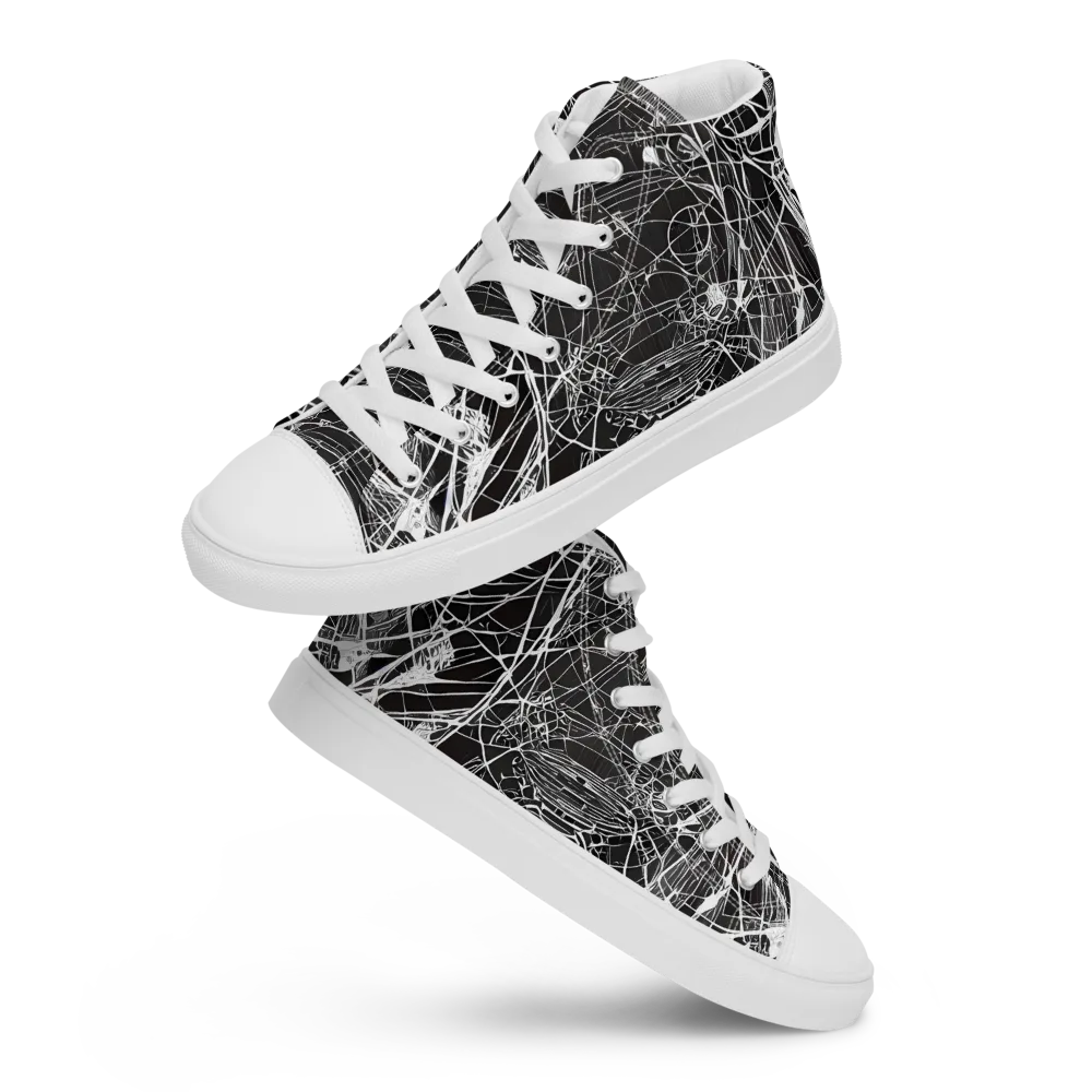 Cyber Lattice on Women's High Top Canvas Shoes — Front