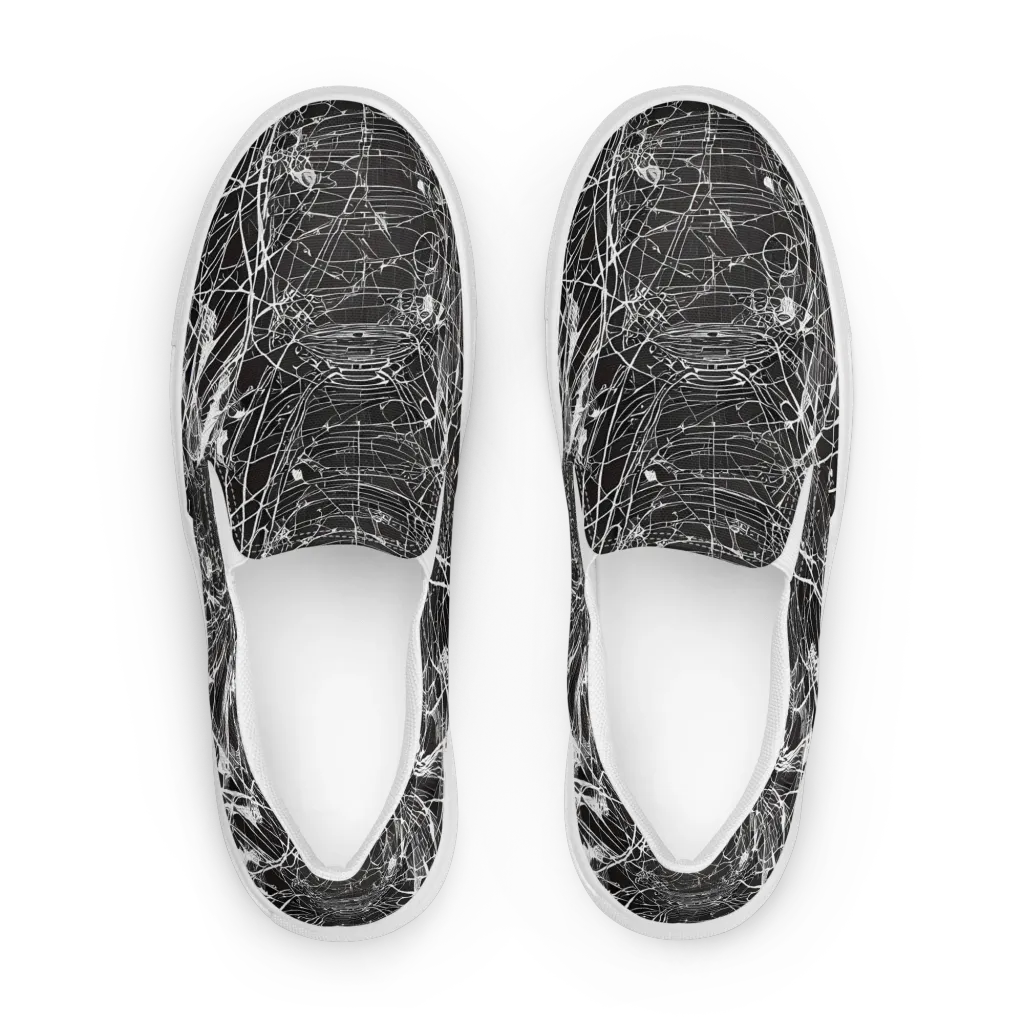Cyber Lattice on Men's Slip-On Canvas Shoes — Front