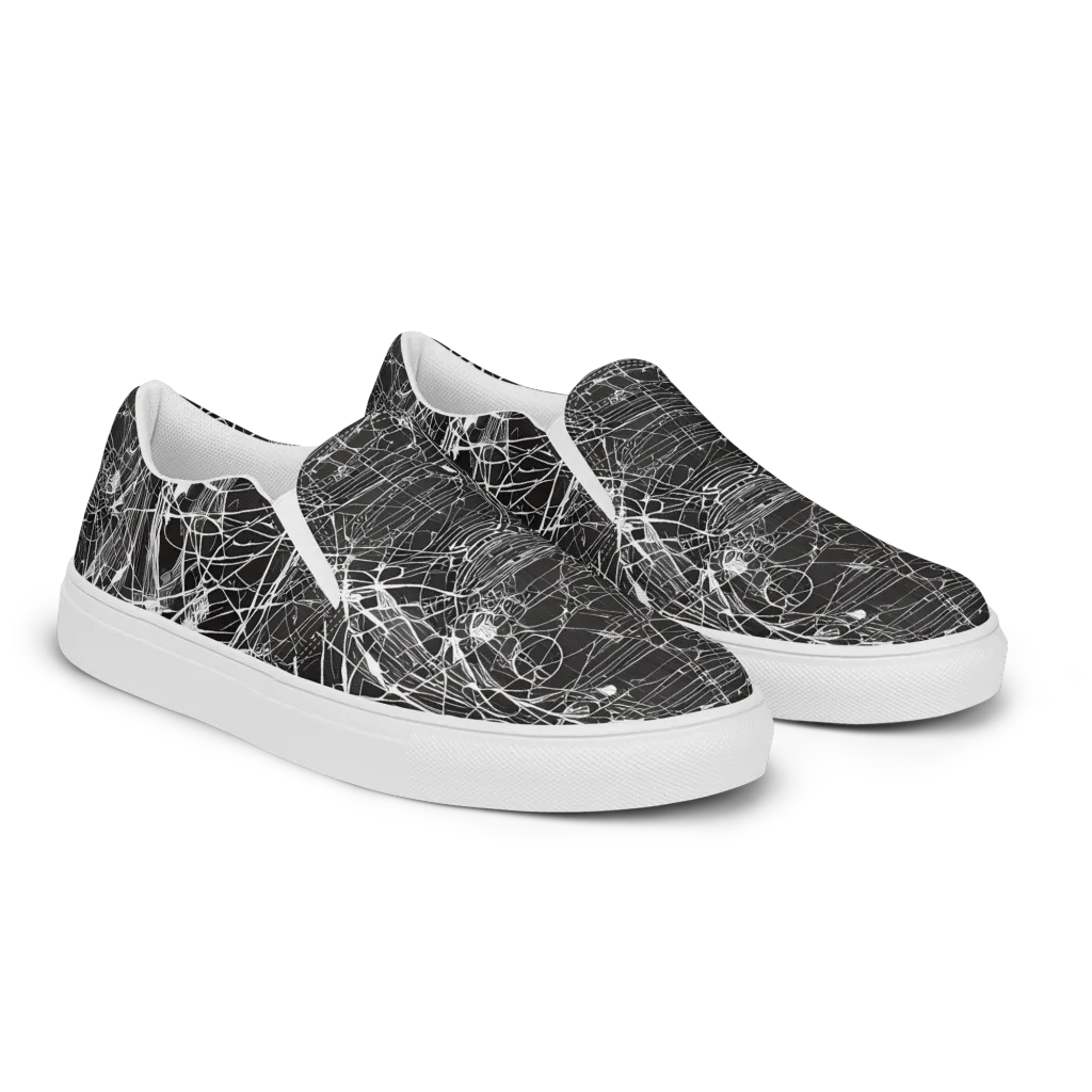Cyber Lattice on Men's Slip-On Canvas Shoes — Right Front
