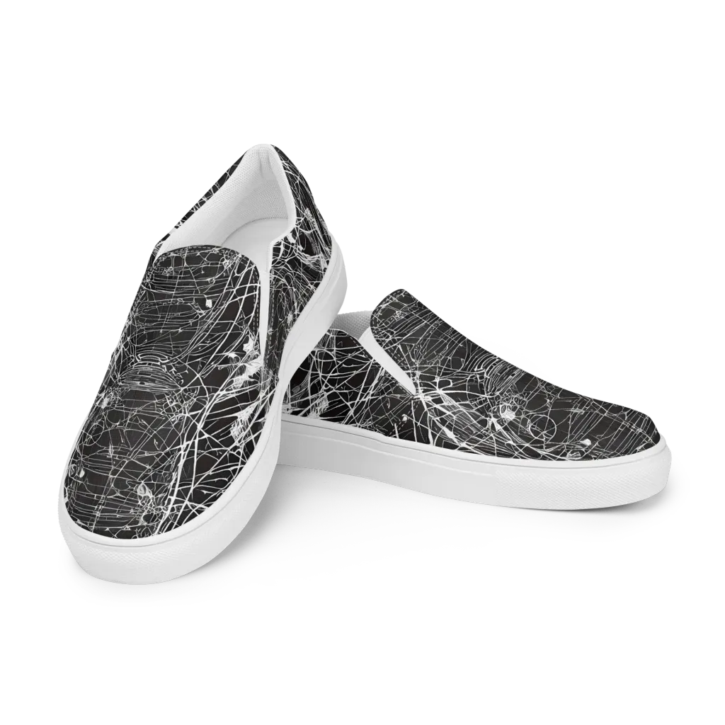 Cyber Lattice on Men's Slip-On Canvas Shoes — Left Front