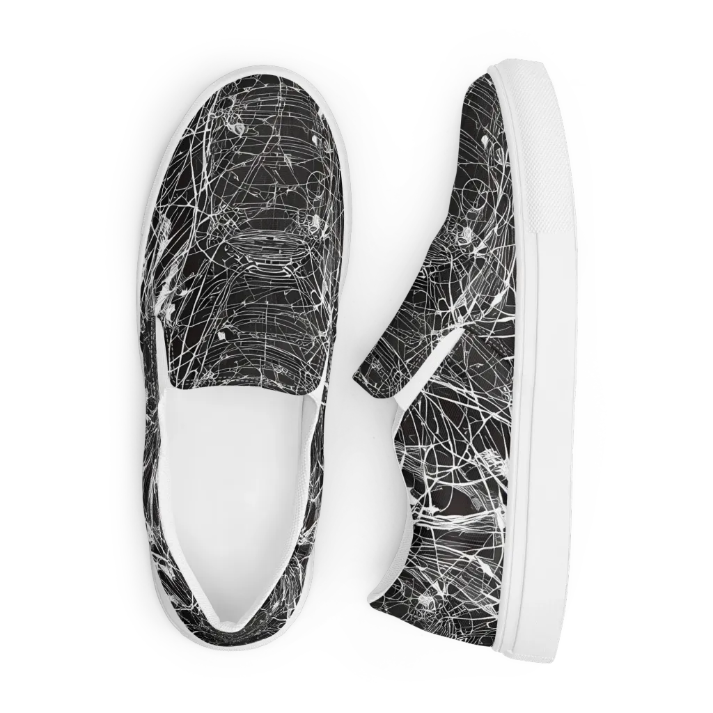Cyber Lattice on Men's Slip-On Canvas Shoes — Front