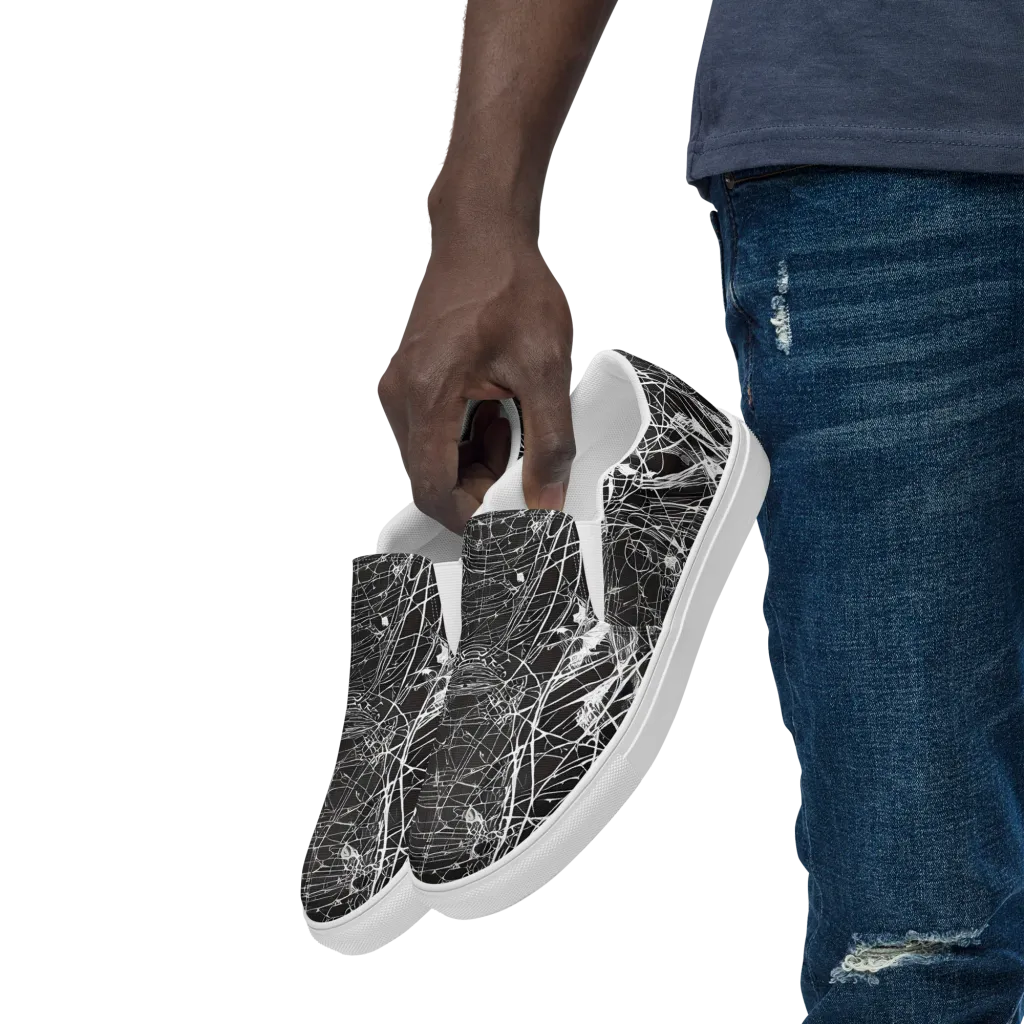 Cyber Lattice on Men's Slip-On Canvas Shoes — Left Front