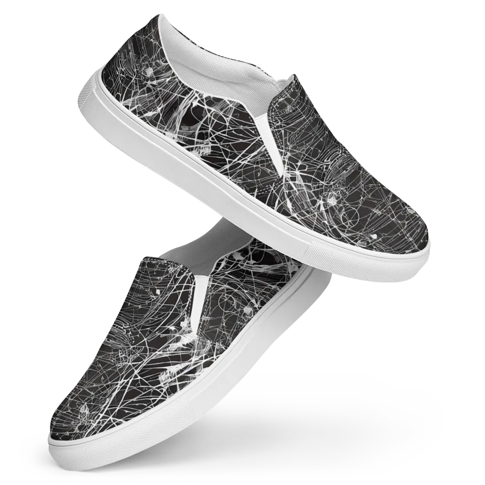 Cyber Lattice on Women's Slip-On Canvas Shoes — Front
