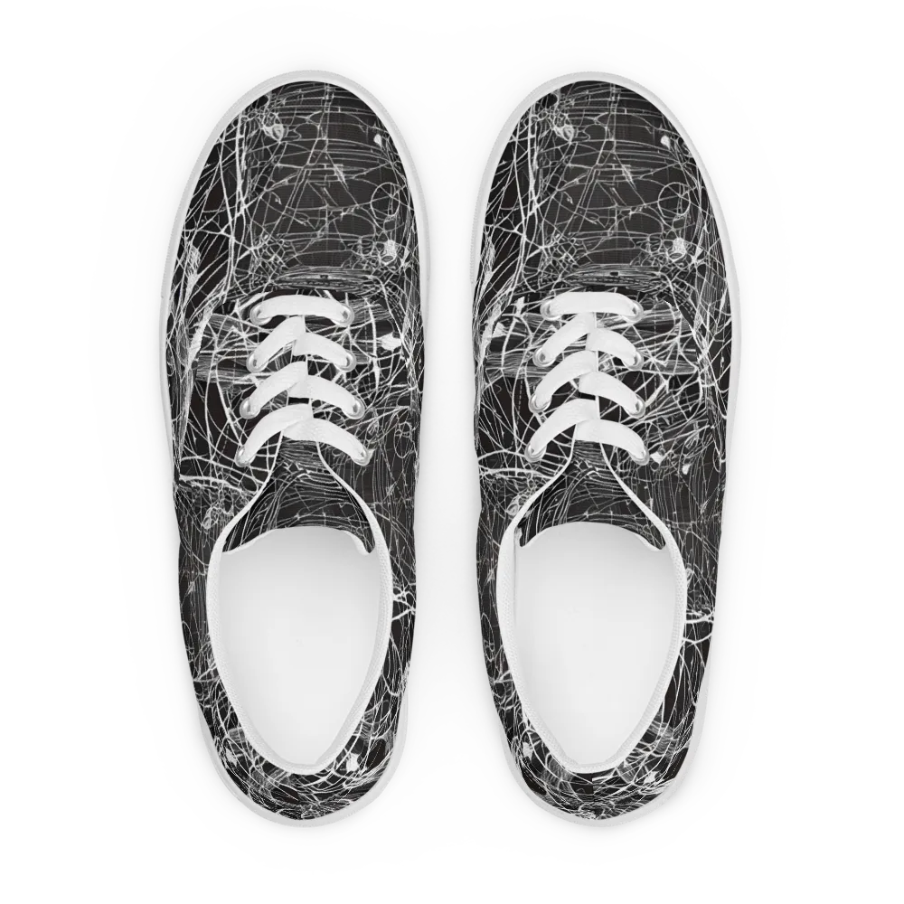 Cyber Lattice on Men's Lace-Up Canvas Shoes — Front