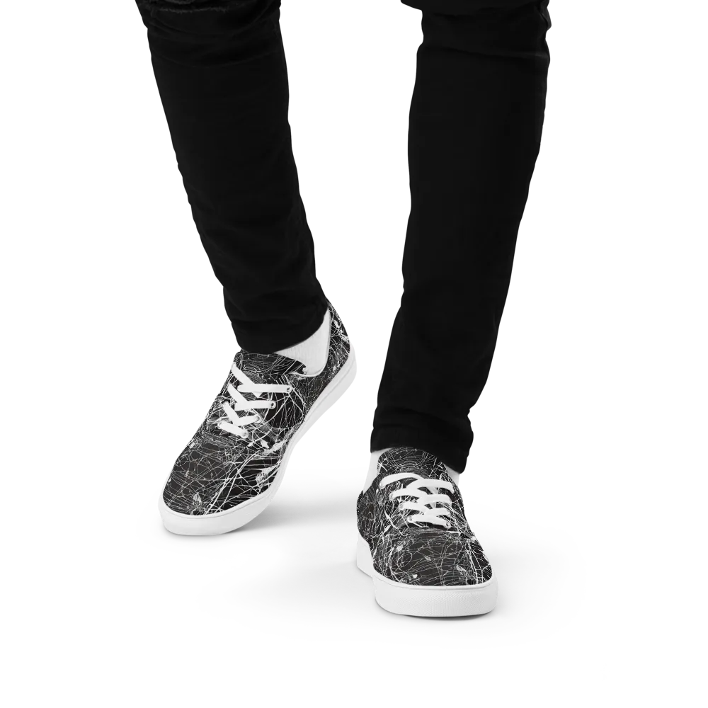 Cyber Lattice on Men's Lace-Up Canvas Shoes — Front